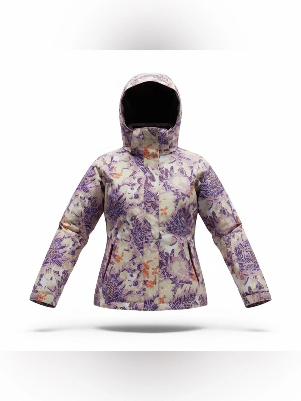 Roxy Floral Purple & Cream Ski Snow Jacket size 14 XL
